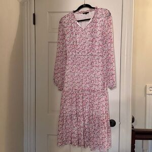 Aqua Pink Floral tiered Dress size small